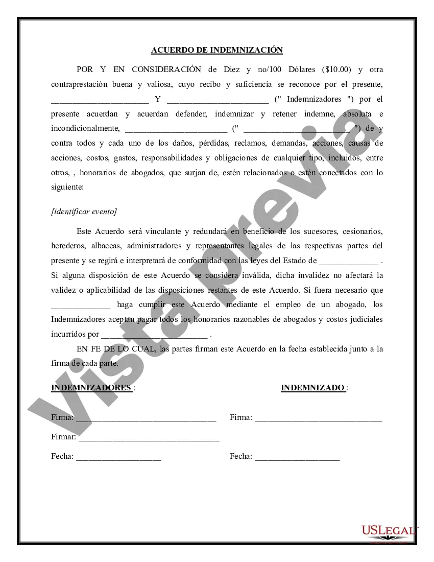 Preview Acuerdo de Indemnización por un Evento