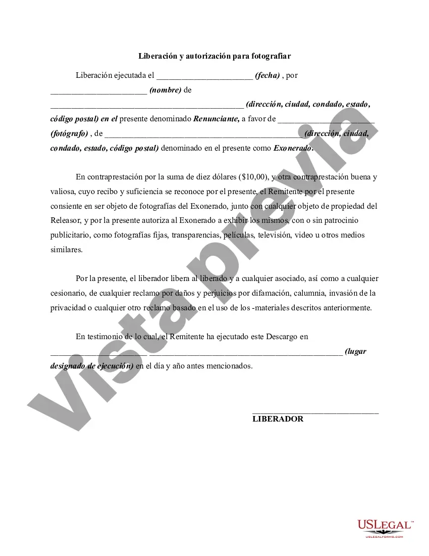 Preview Formulario de autorización de fotografías para fotógrafos