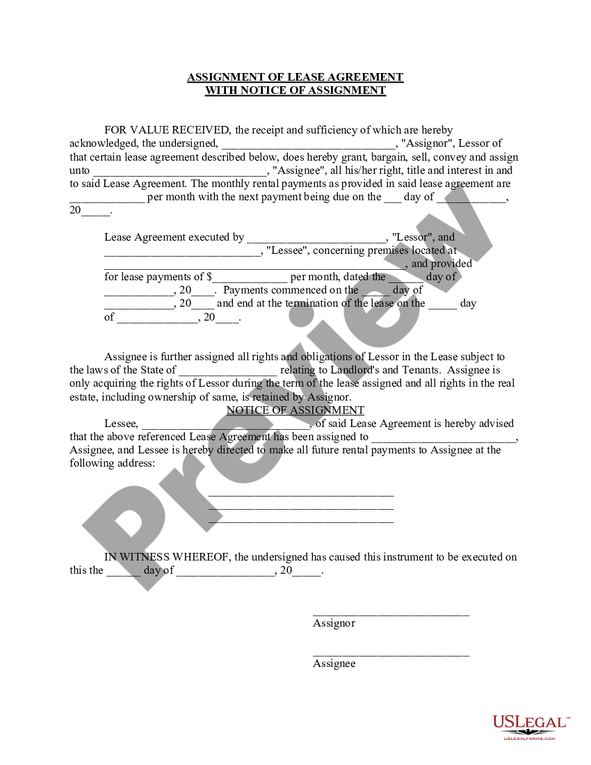 Assignment Of Lease From Tenant Tenant Form Us Legal Forms 2592