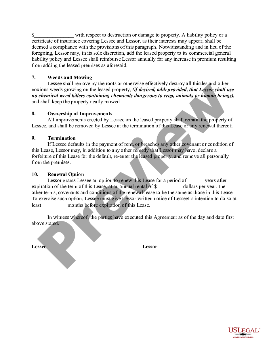 page 1 Lease of Property for the Erection of Billboards for Advertising Purposes preview