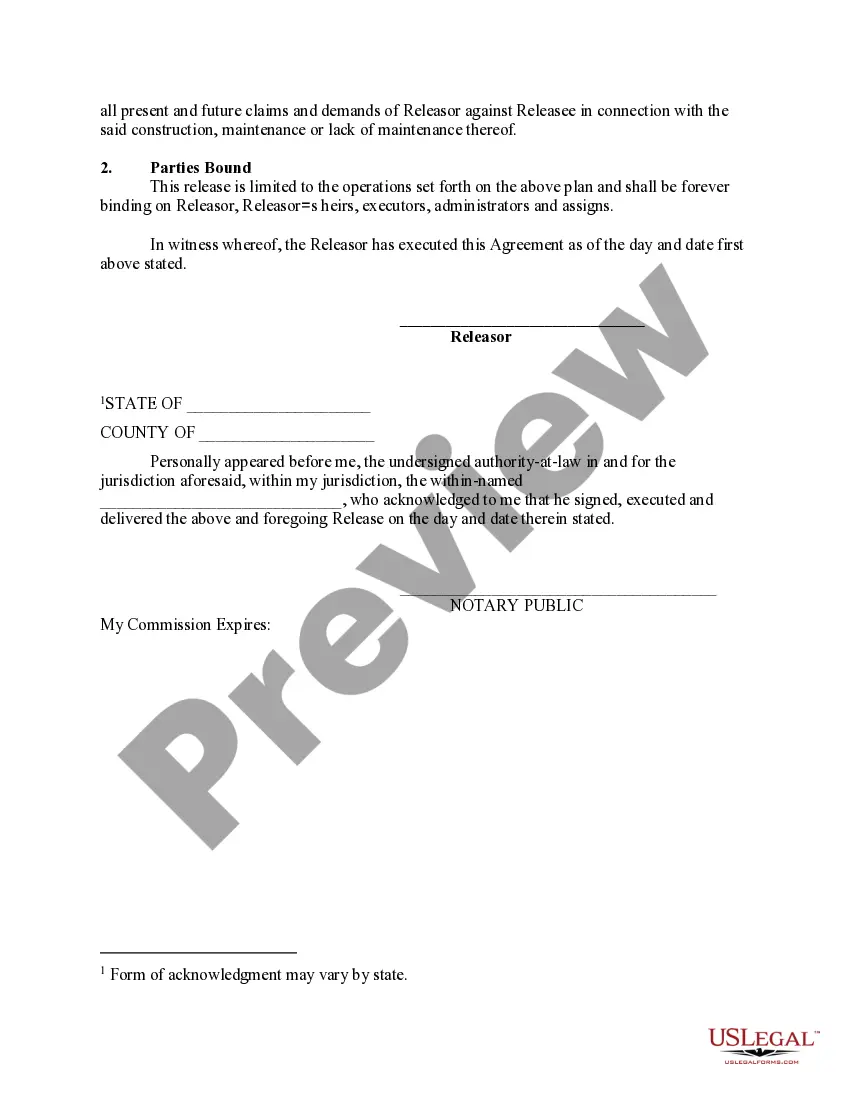 Get Release for Diverting Water in Favor of Governmental Agency Preview Release for Diverting Water in Favor of Governmental Agency