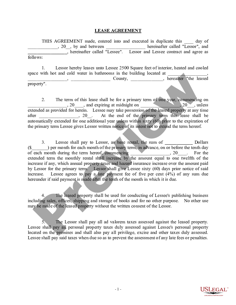 page 0 Lease Agreement - Office Space preview