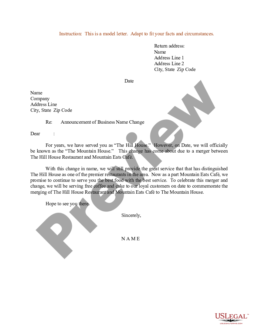 Sample Letter For Announcement Of Business Name Change Name Change 