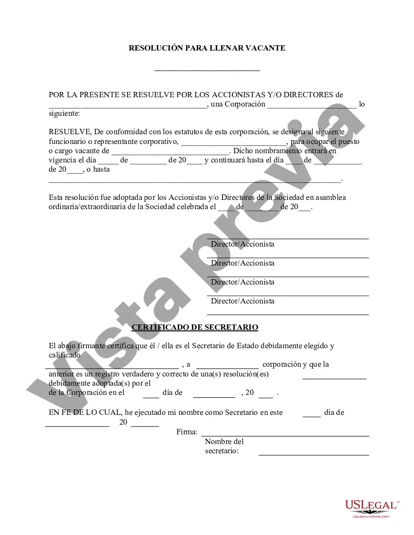 Preview Designación por Vacante - Formulario de Resolución - Resoluciones Societarias