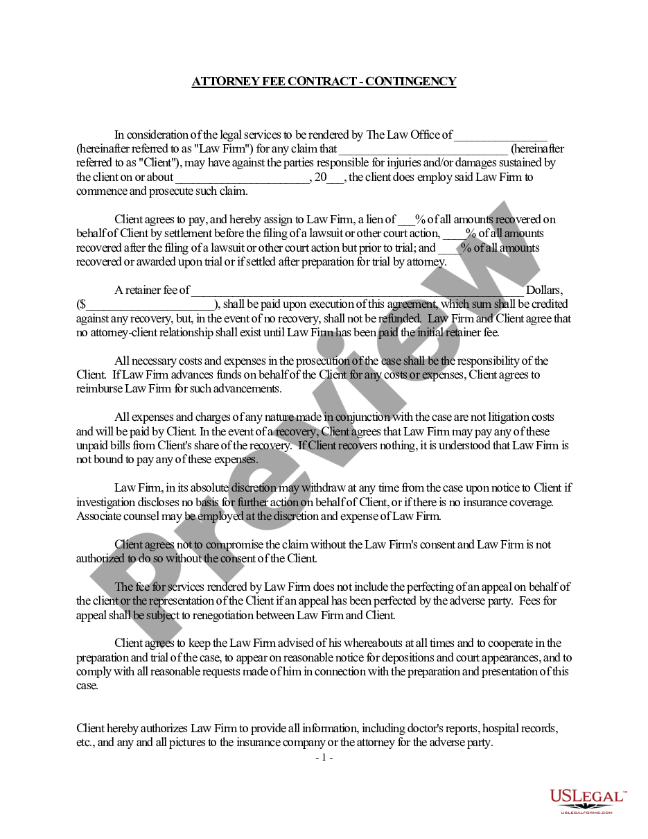 page 0 Legal Services Agreement - Contingent preview