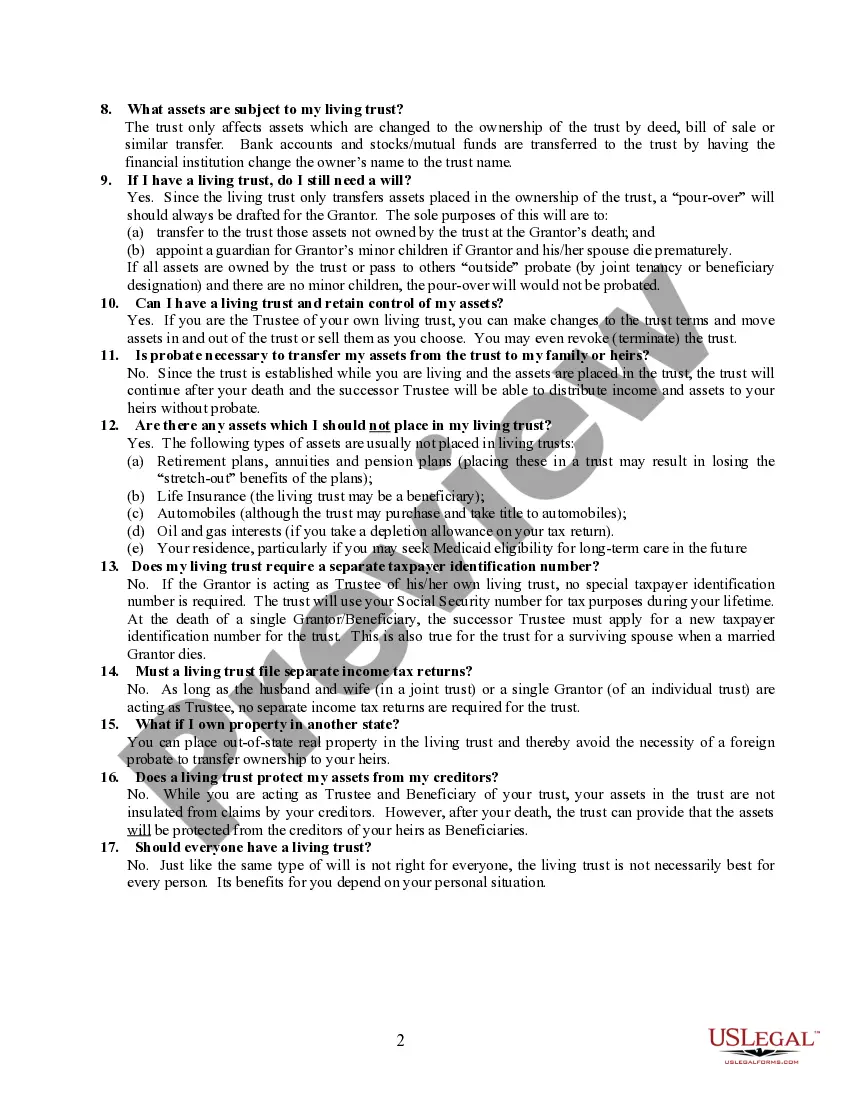 Preview FAQs for Living Trusts