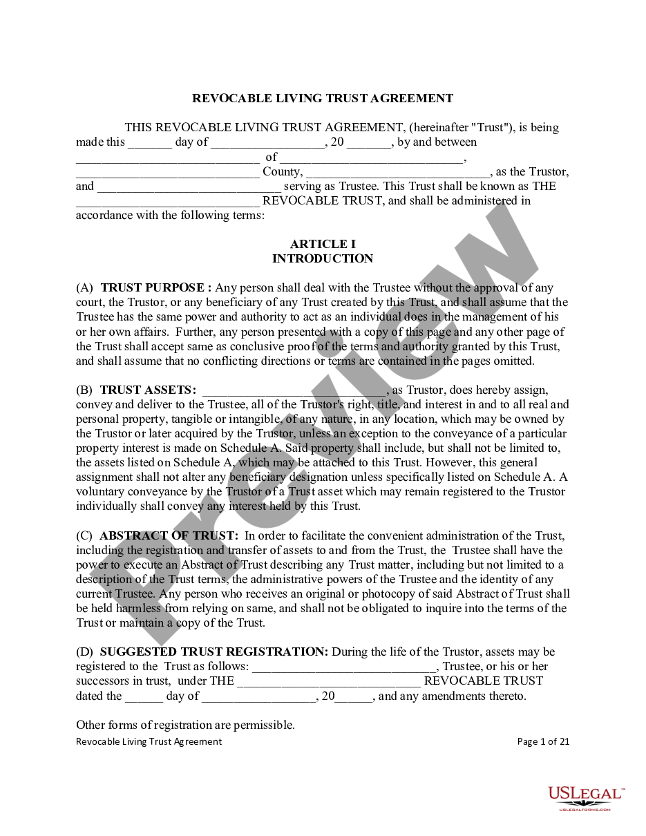 page 0 Revocable Living Trust for Unmarried Couples preview