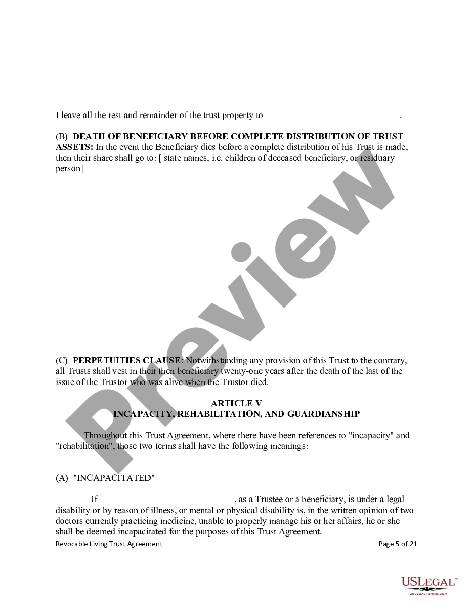 page 4 Revocable Living Trust for Unmarried Couples preview
