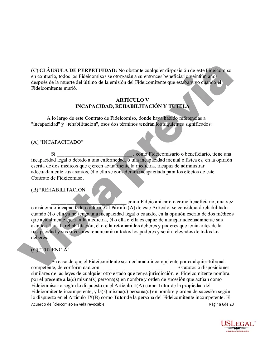 Preview Fideicomiso en Vida Revocable para Pareja Casada