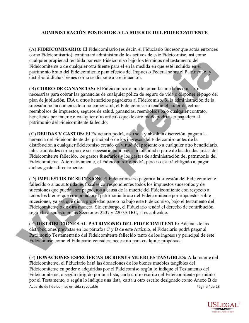 Preview Fideicomiso en Vida Revocable para Bienes Raíces