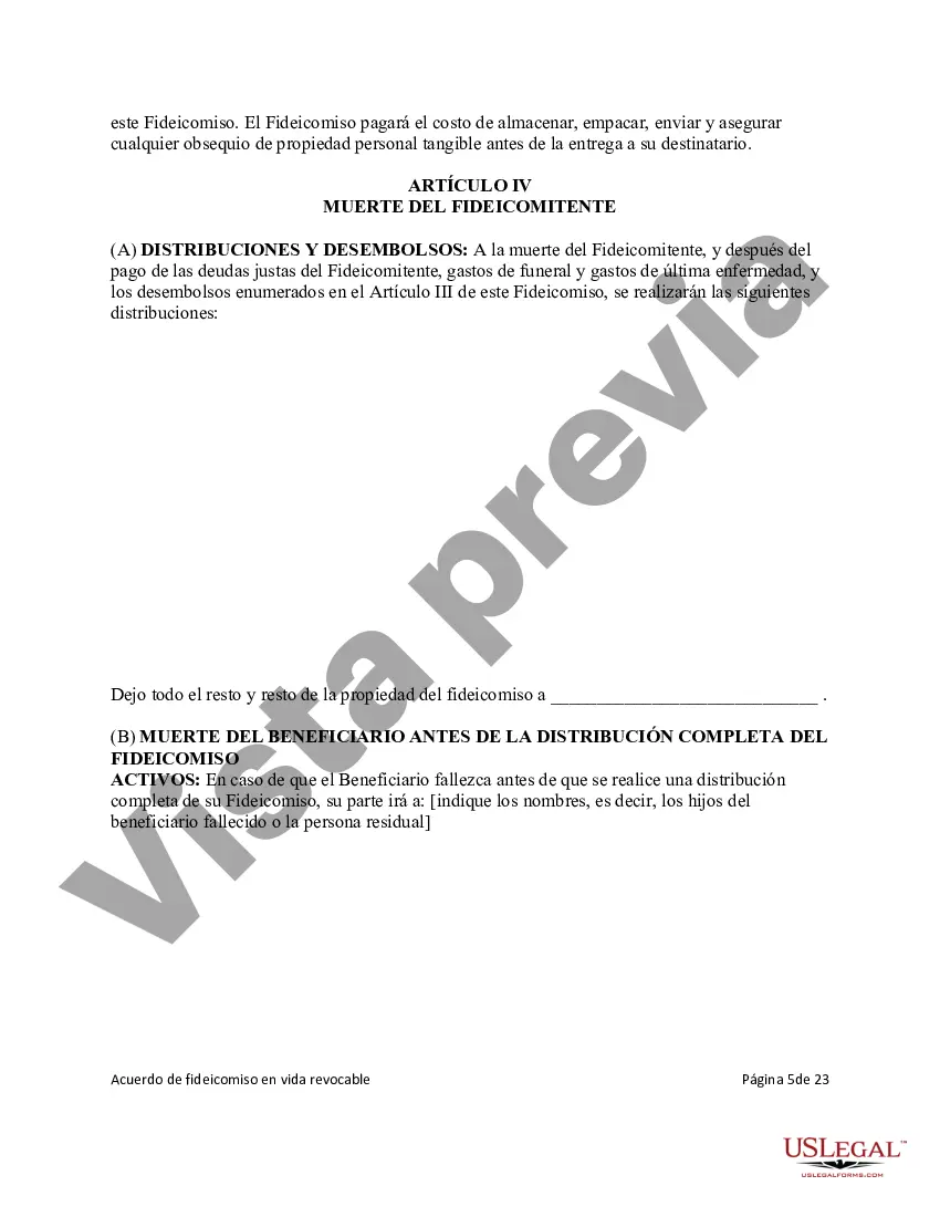 Preview Fideicomiso en Vida Revocable para Bienes Raíces