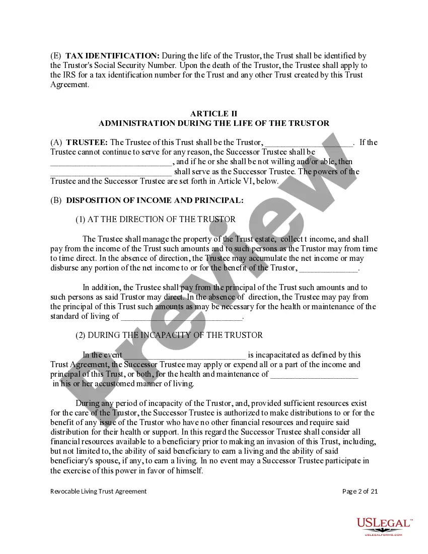 Preview Revocable Living Trust for Real Estate