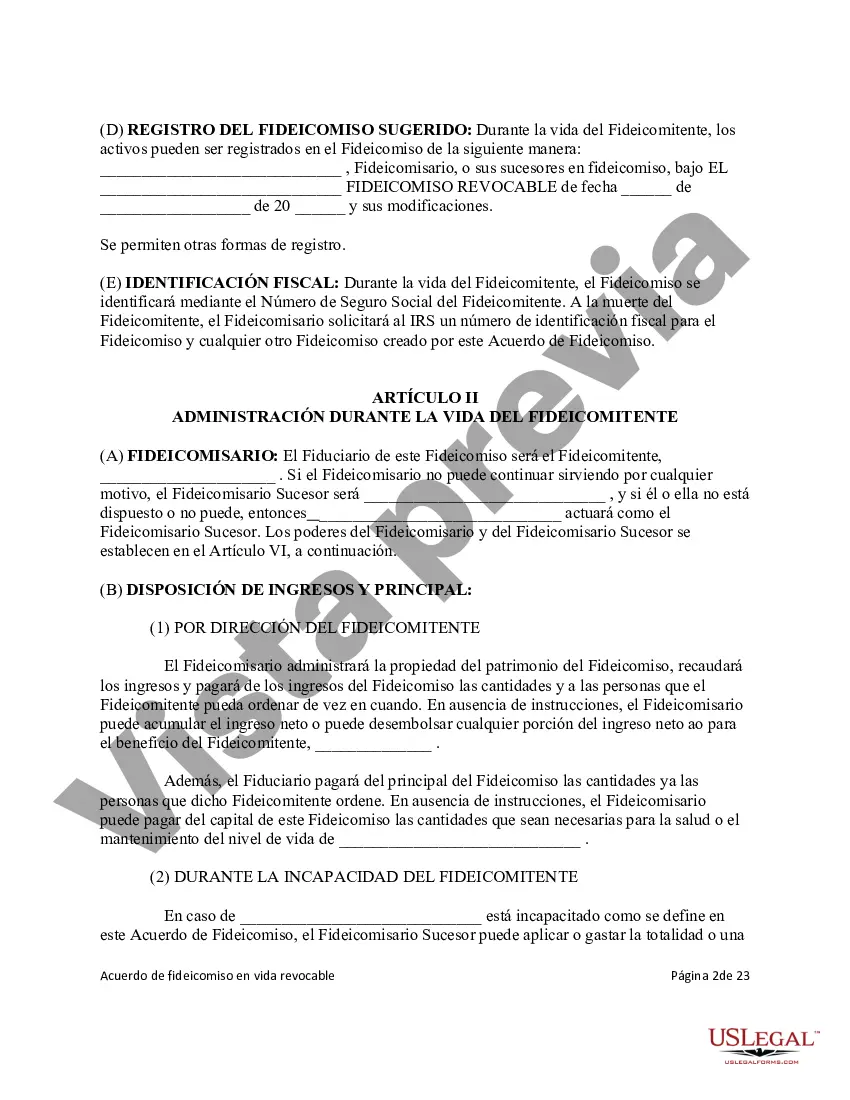 Preview Fideicomiso en vida revocable para la casa