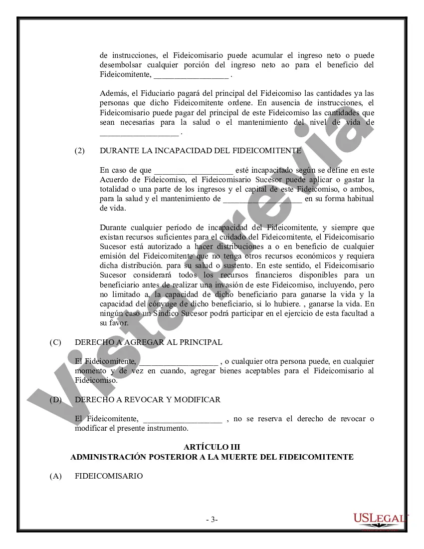 Preview Fideicomiso en Vida - Irrevocable