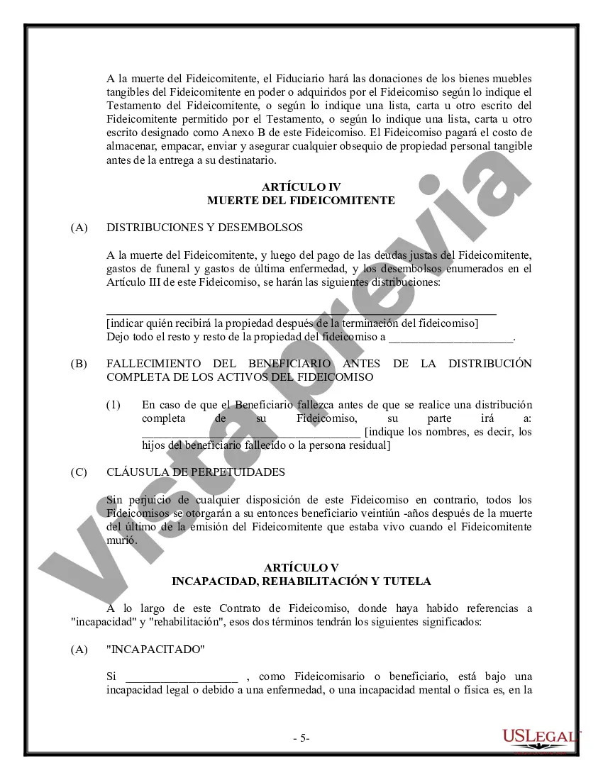 Preview Fideicomiso en Vida - Irrevocable