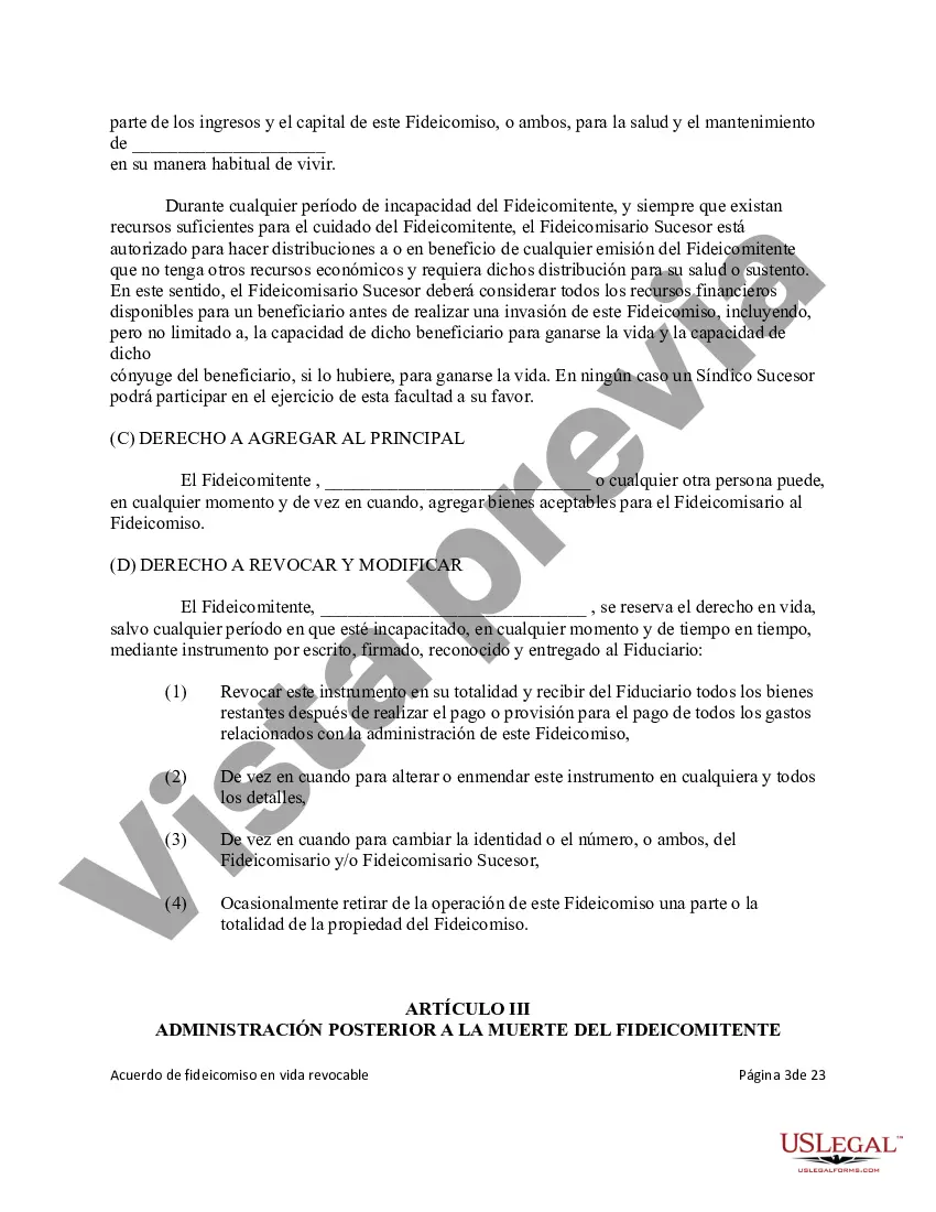 Preview Fideicomiso en Vida - Revocable