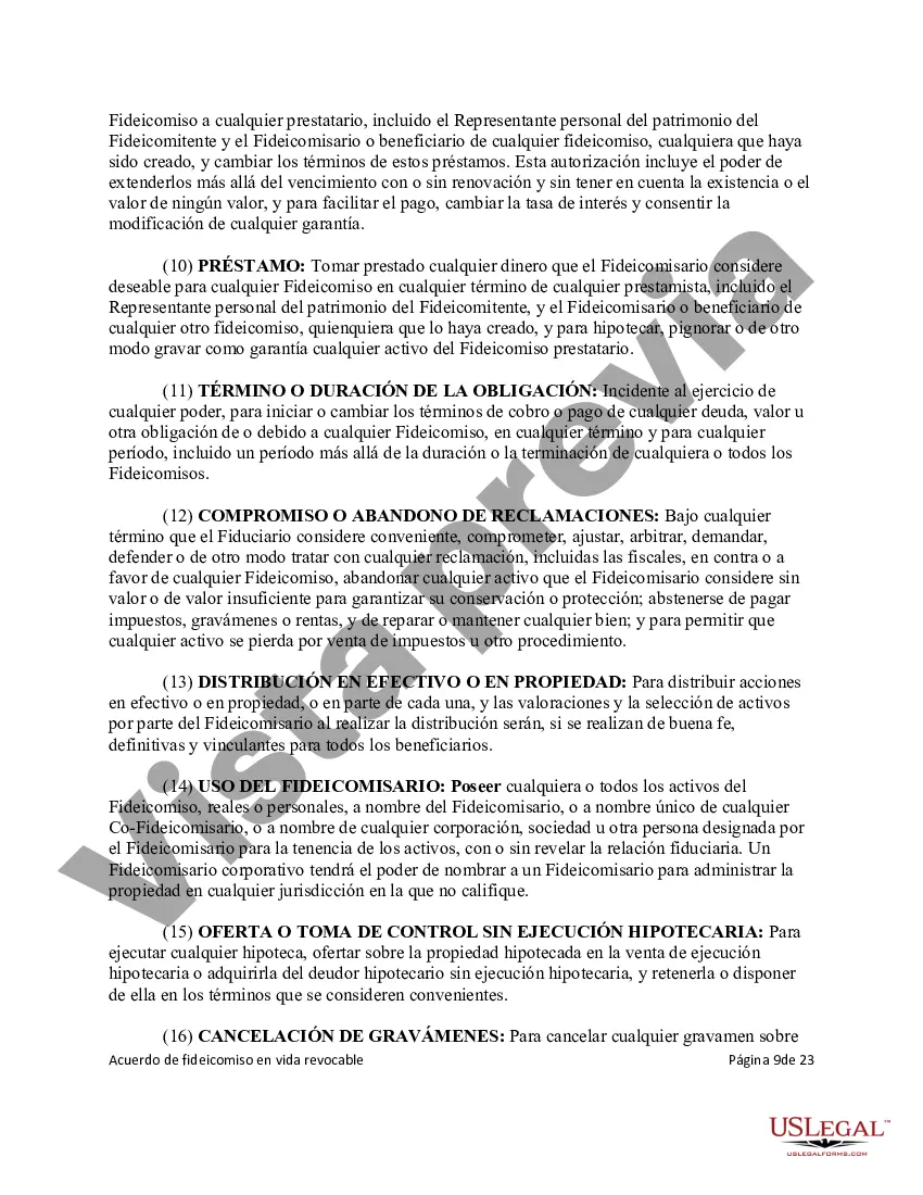 Preview Fideicomiso en Vida - Revocable