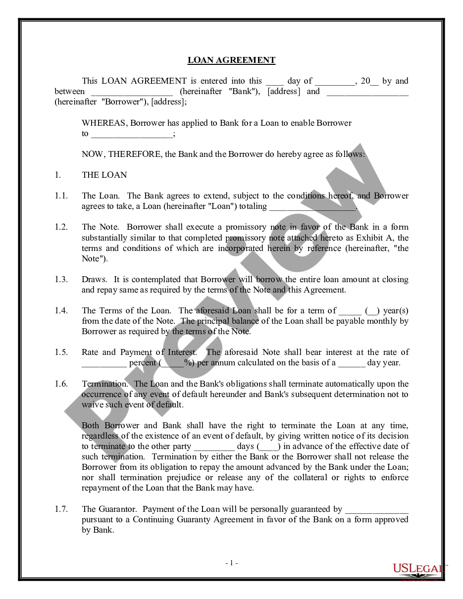 page 0 Loan Agreement - Short Form preview