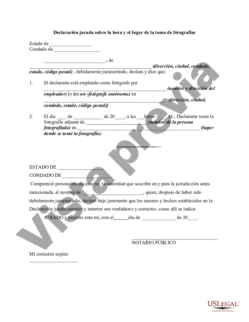 Preview Declaración jurada sobre la hora y el lugar de la toma de fotografías