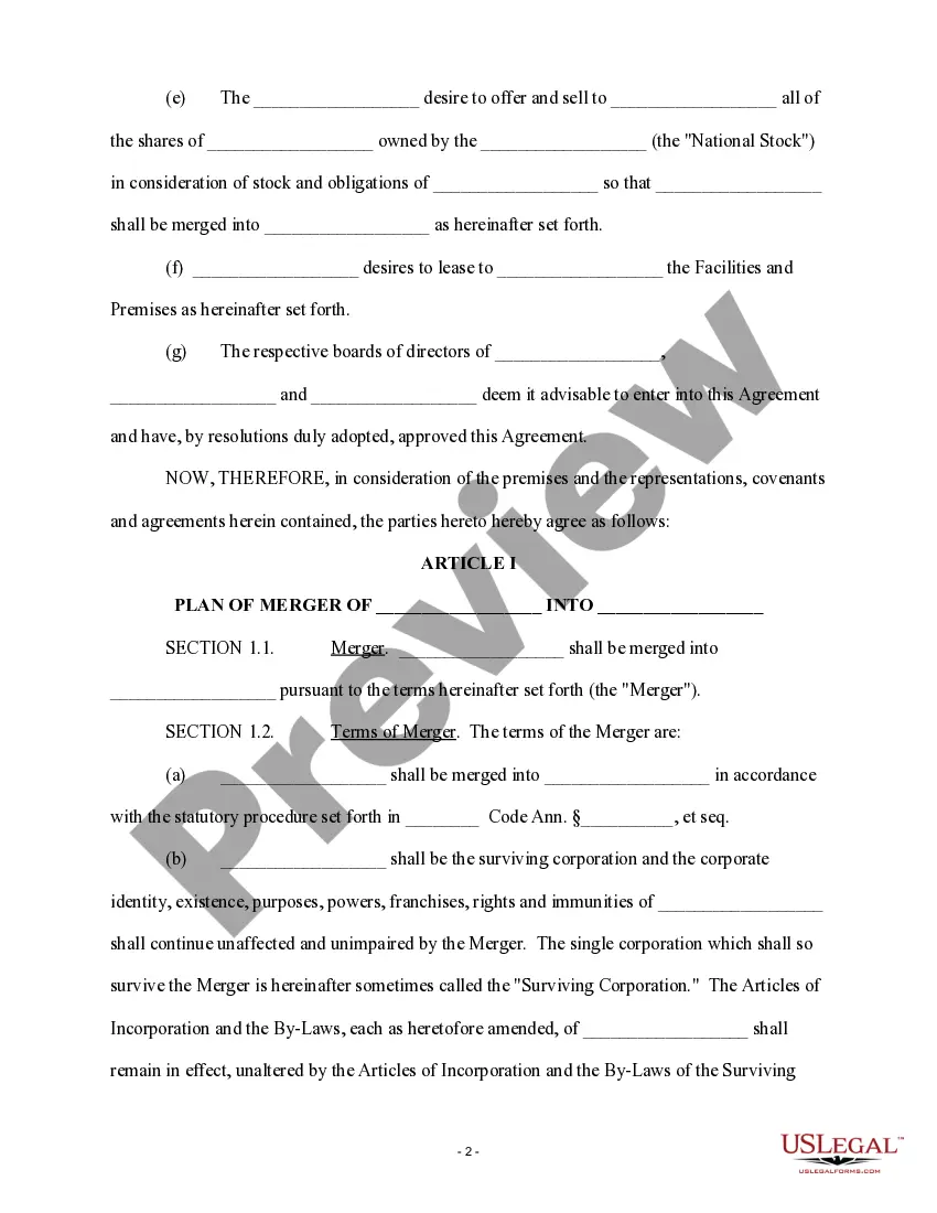Get Merger Agreement Preview Merger Agreement