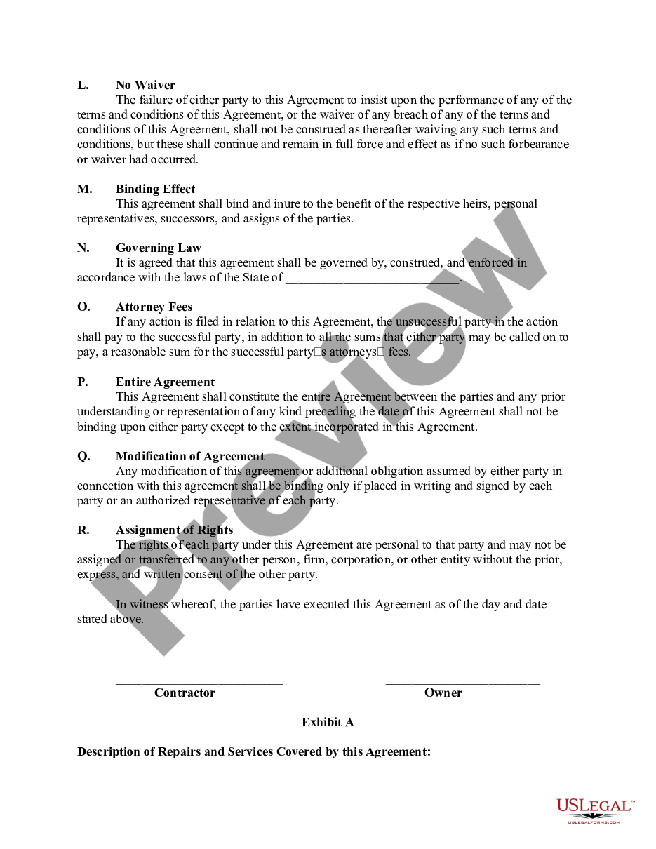 page 2 Agreement for Prepaid Repair Services for Residential Property preview