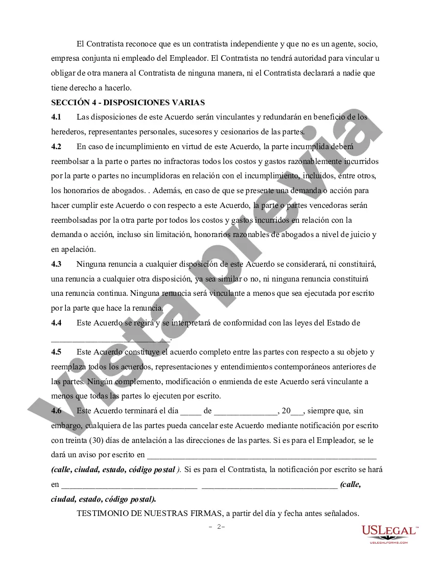 Preview Contrato de servicios con un contratista eléctrico