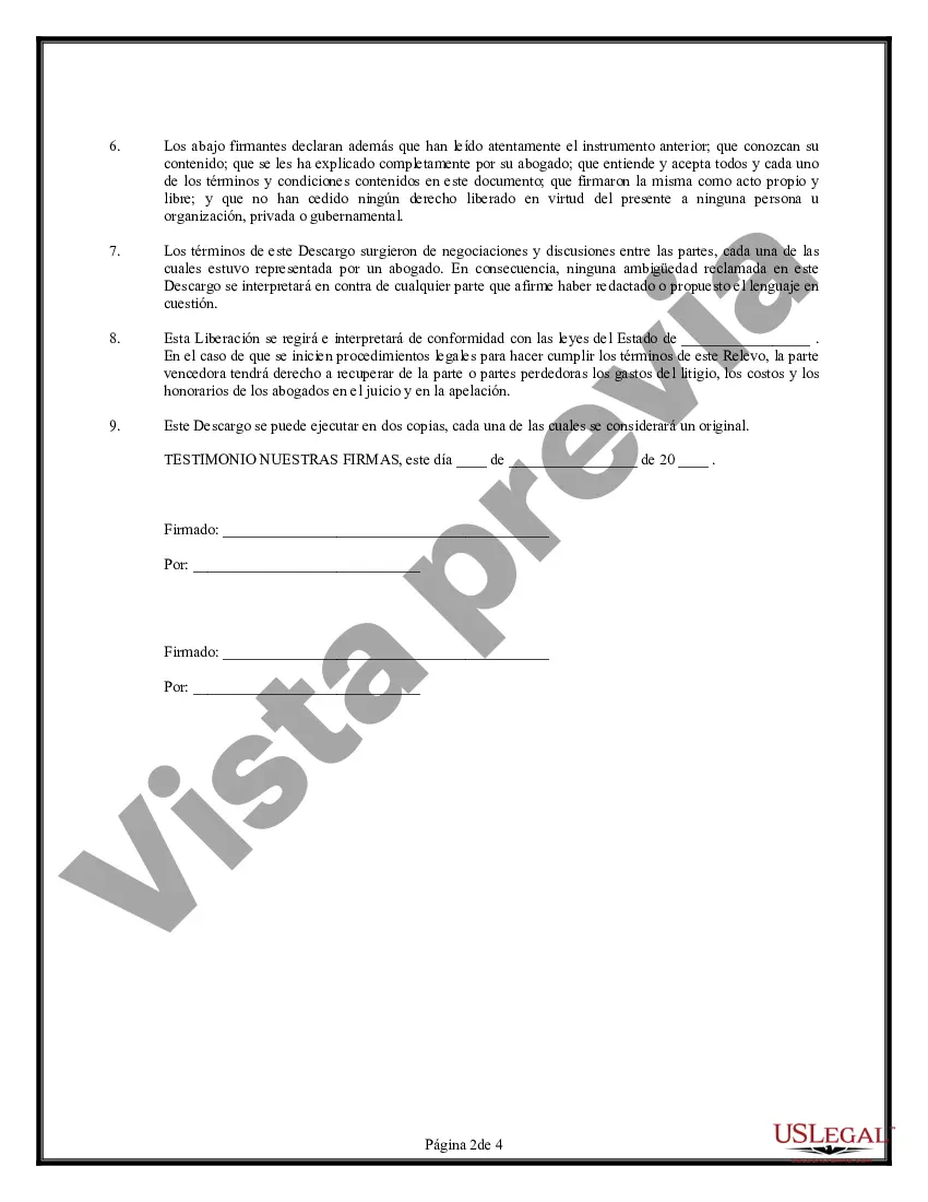 Preview Liberación mutua de reclamaciones