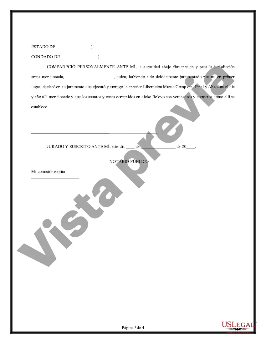 Preview Liberación mutua de reclamaciones