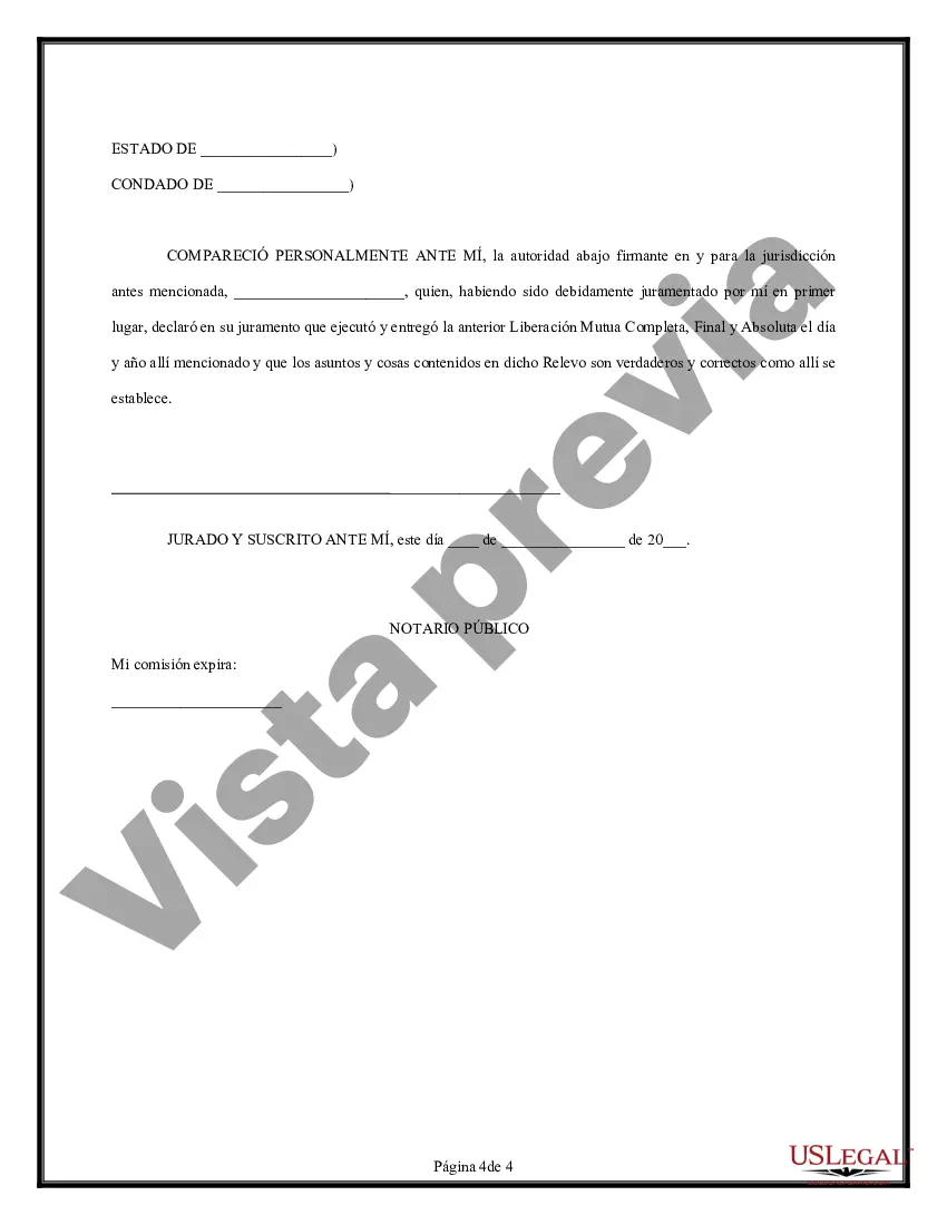 Preview Liberación mutua de reclamaciones