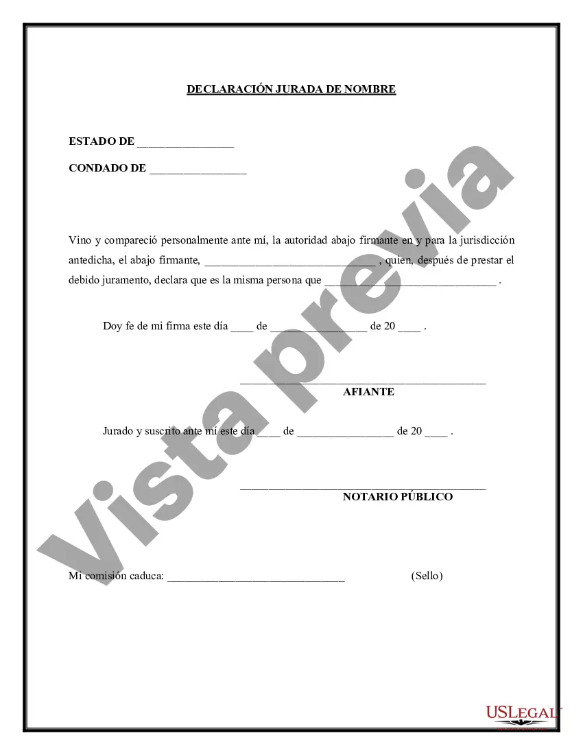 Preview Declaración jurada de nombre
