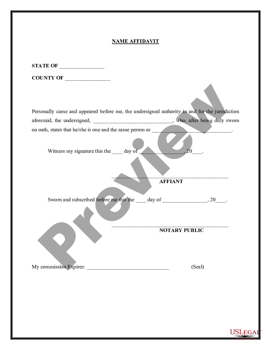 form Name Affidavit preview