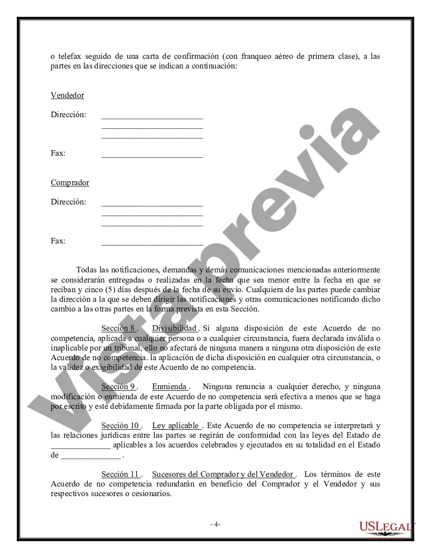 Preview Acuerdo de no competencia para la venta comercial