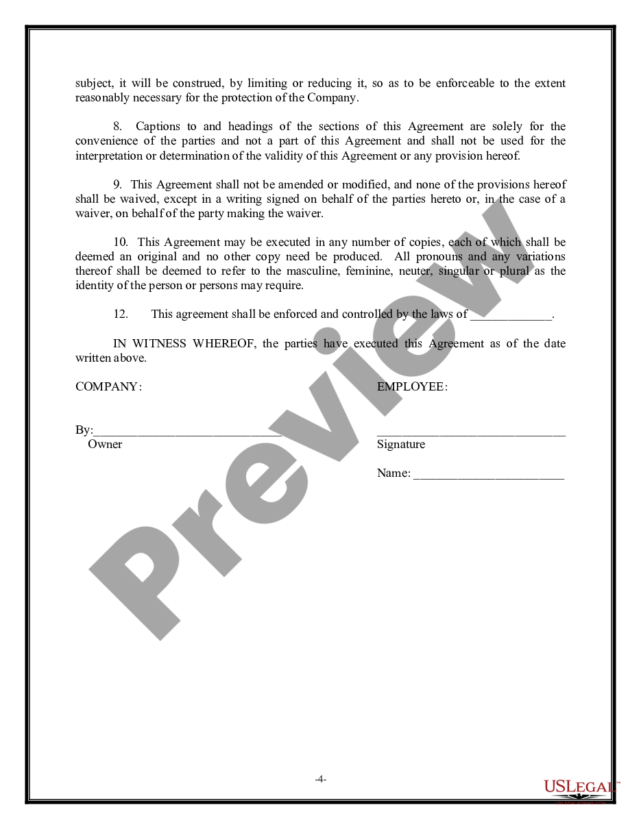 page 3 Confidentiality Agreements - Noncompetition in Employment preview