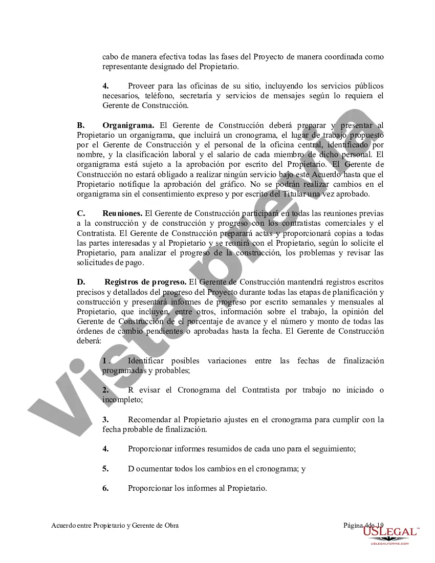 Preview Acuerdo entre Propietario y Gerente de Construcción para Servicios de Supervisión de un Proyecto de Construcción