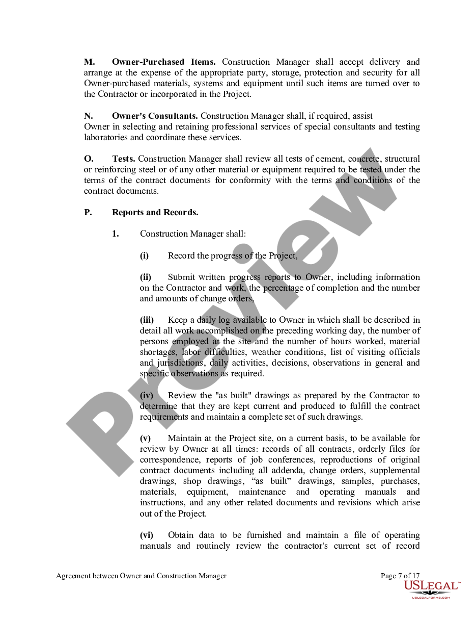 page 6 Agreement between Owner and Construction Manager for Services in Overseeing a Construction Project preview