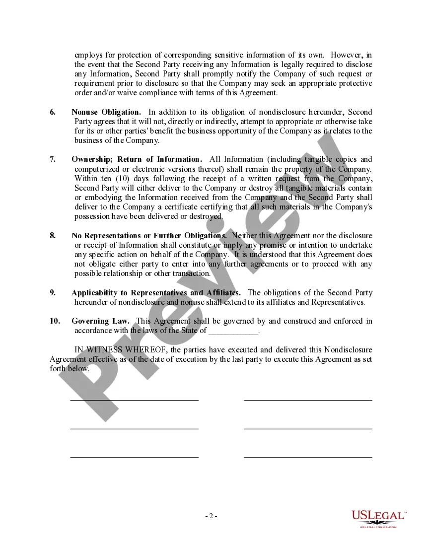 Get Nondisclosure Agreement in connection with discussion of business plan Preview Nondisclosure Agreement in connection with discussion of business plan