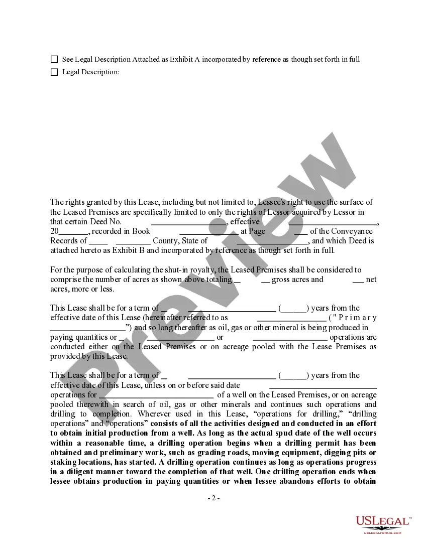 Preview Oil, Gas and Mineral Lease