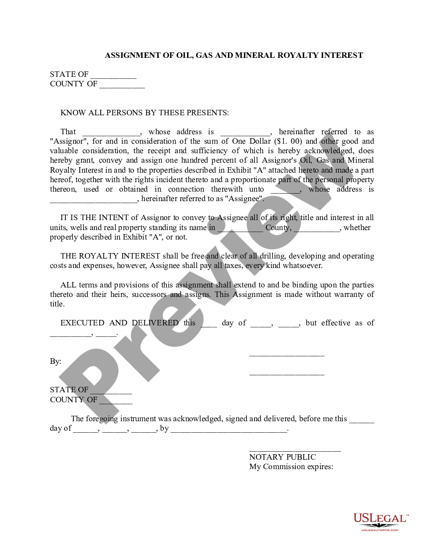 Oil, Gas and Mineral Royalty Transfer - Oil Gas Royalty | US Legal Forms