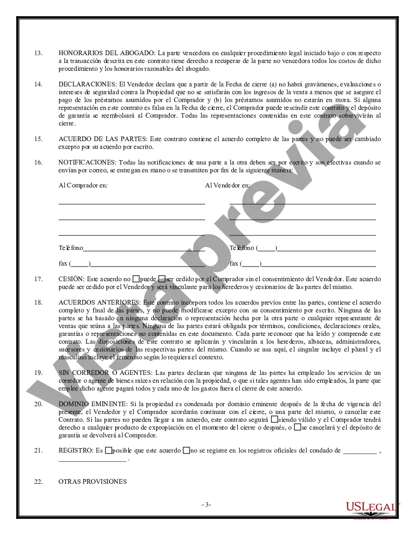 Preview Opción de Compra y Venta de Bienes Raíces - Lote o Terreno Residencial