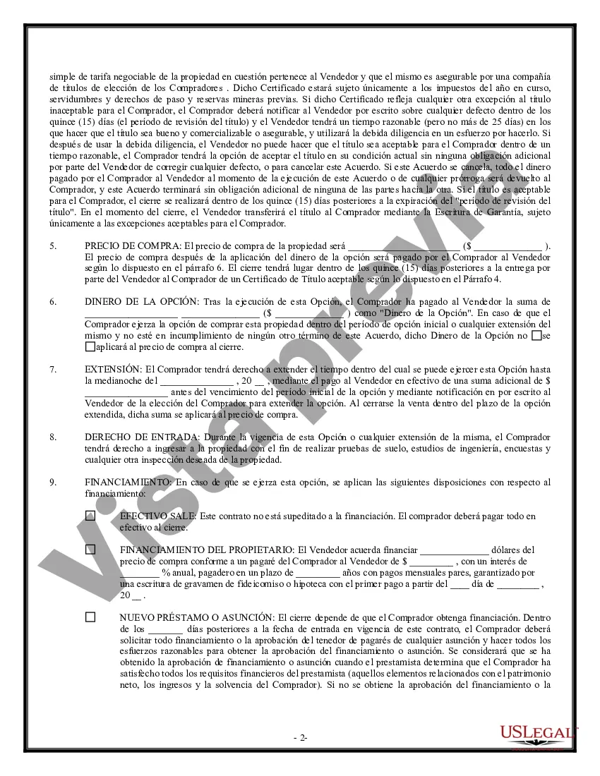 Preview Opción de Compra y Venta de Bienes Raíces - Vivienda Residencial