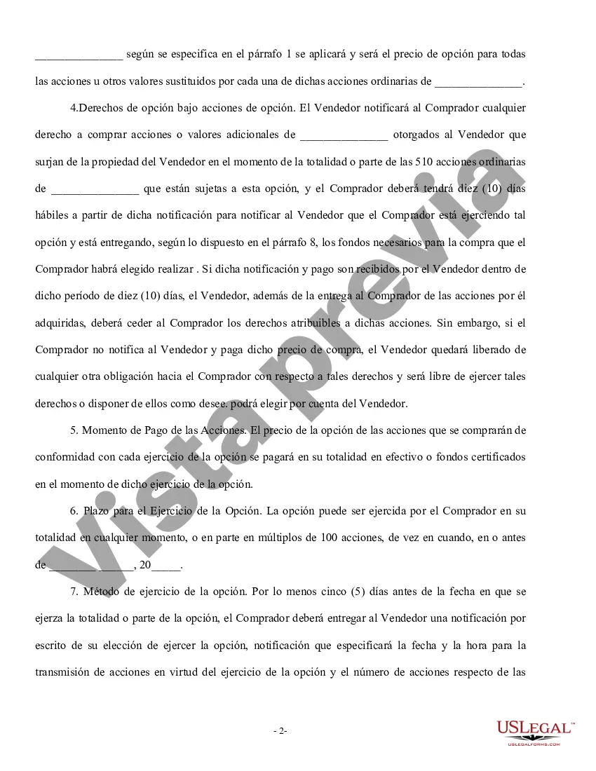 Preview Opción de compra de acciones - Forma larga