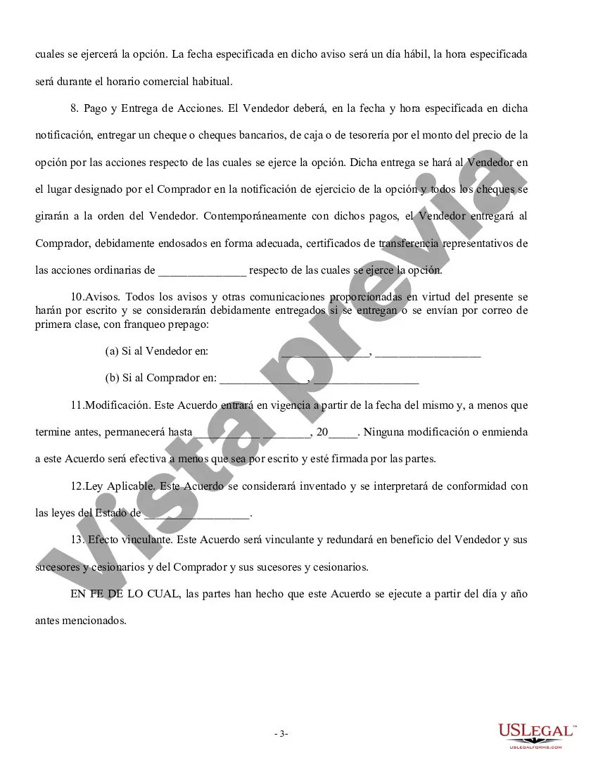 Preview Opción de compra de acciones - Forma larga