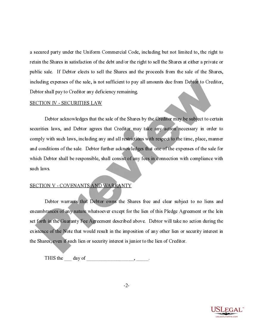 Preview Pledge of Stock for Loan