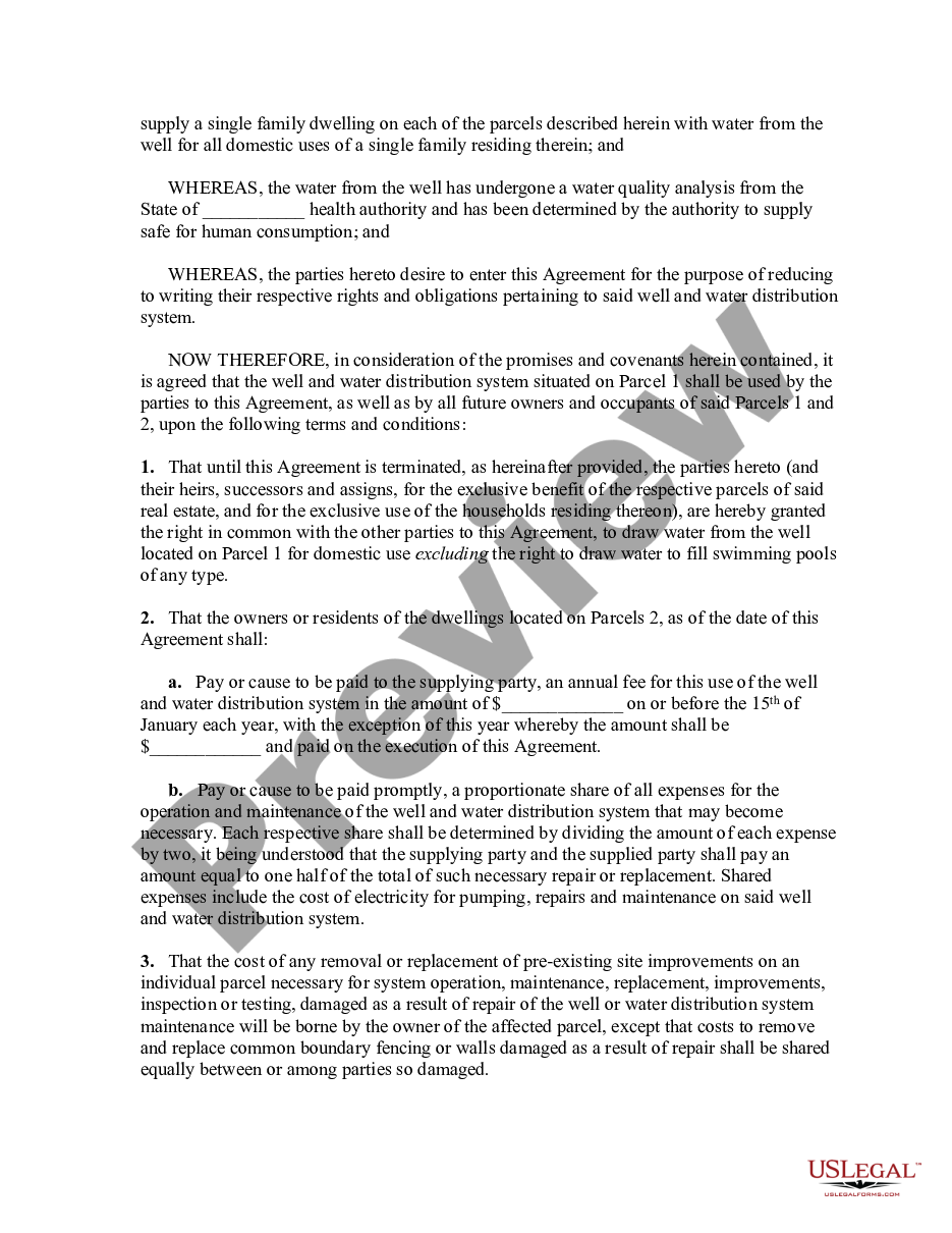 page 1 Shared Well Water Agreement preview