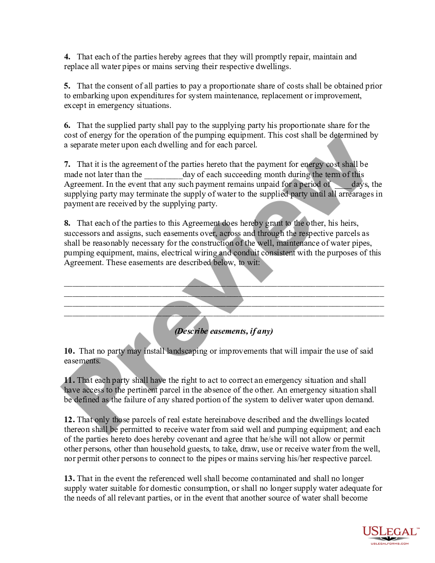 Shared Well Agreement Template