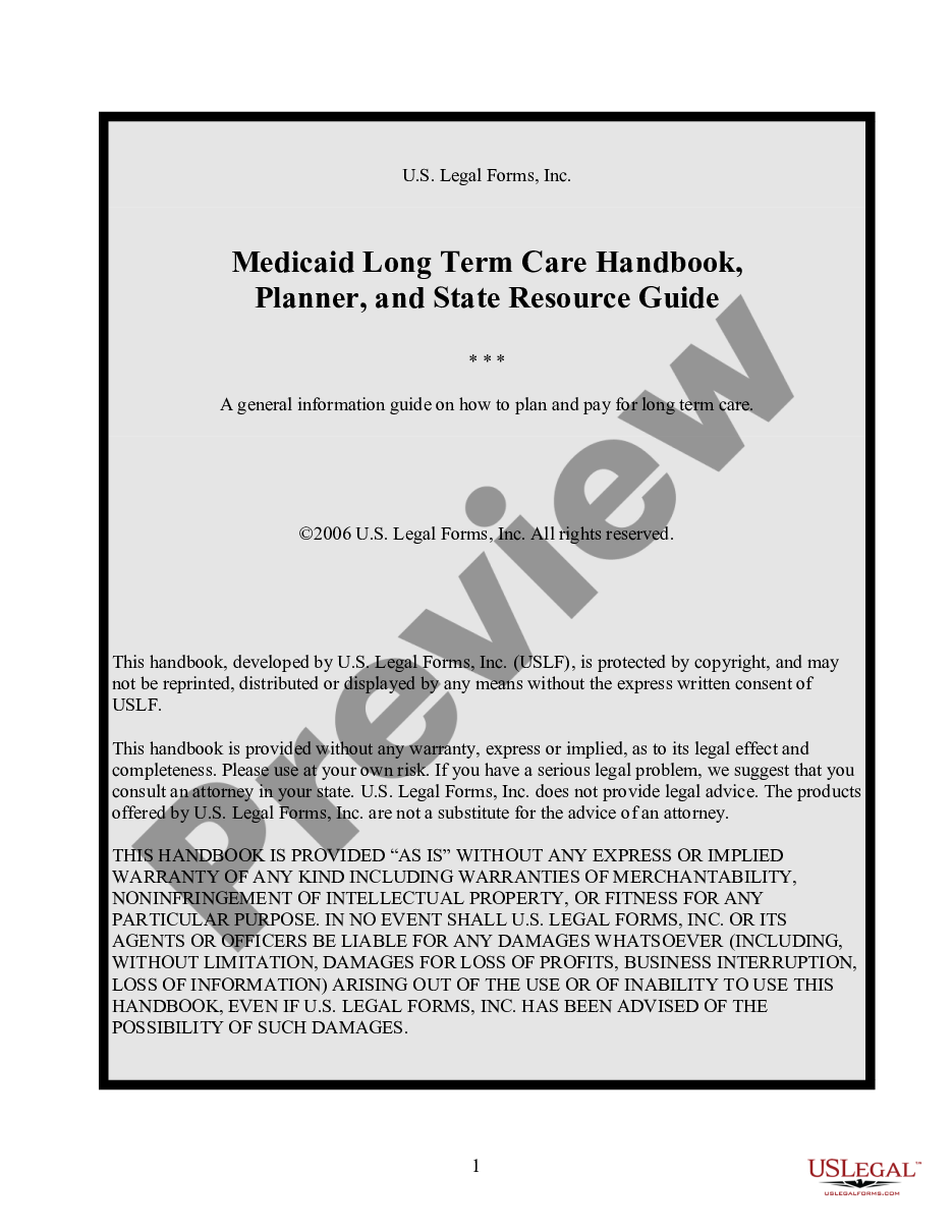 page 0 Medicaid Long Term Care Handbook, Planner, and State Resource Guide preview