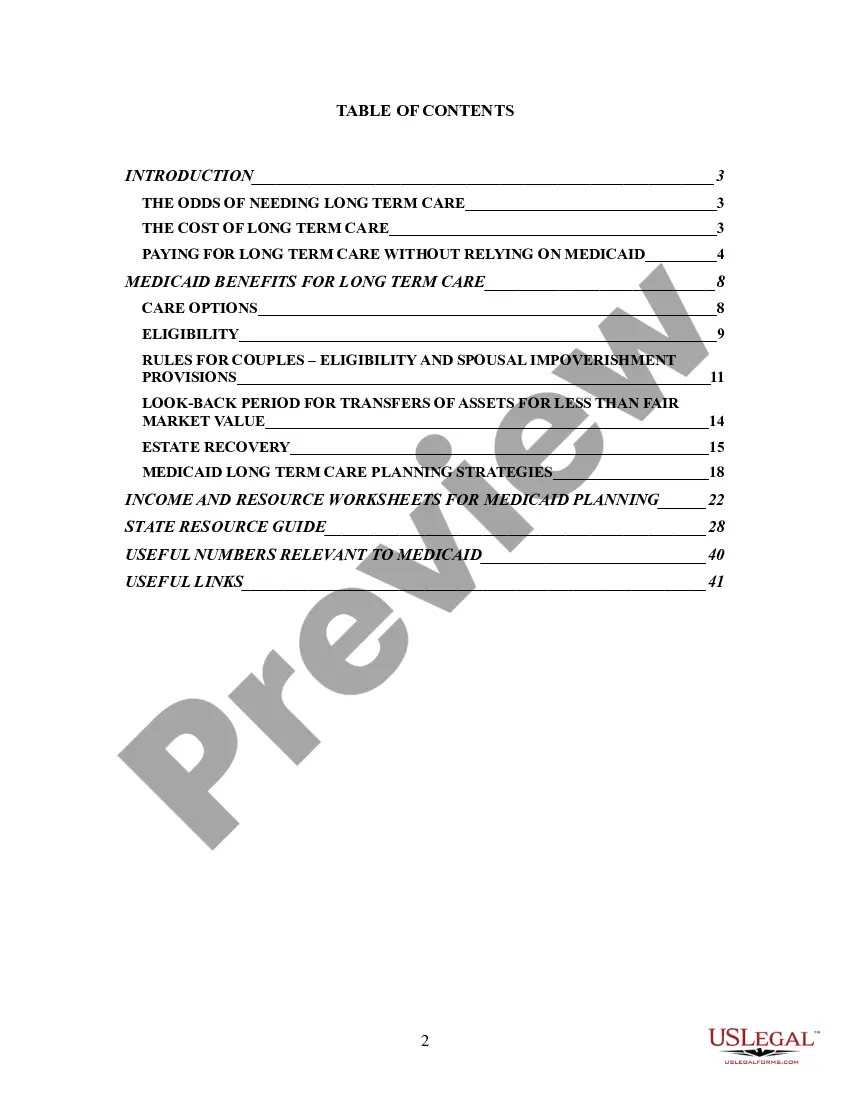 Preview Medicaid Long Term Care Handbook, Planner, and State Resource Guide