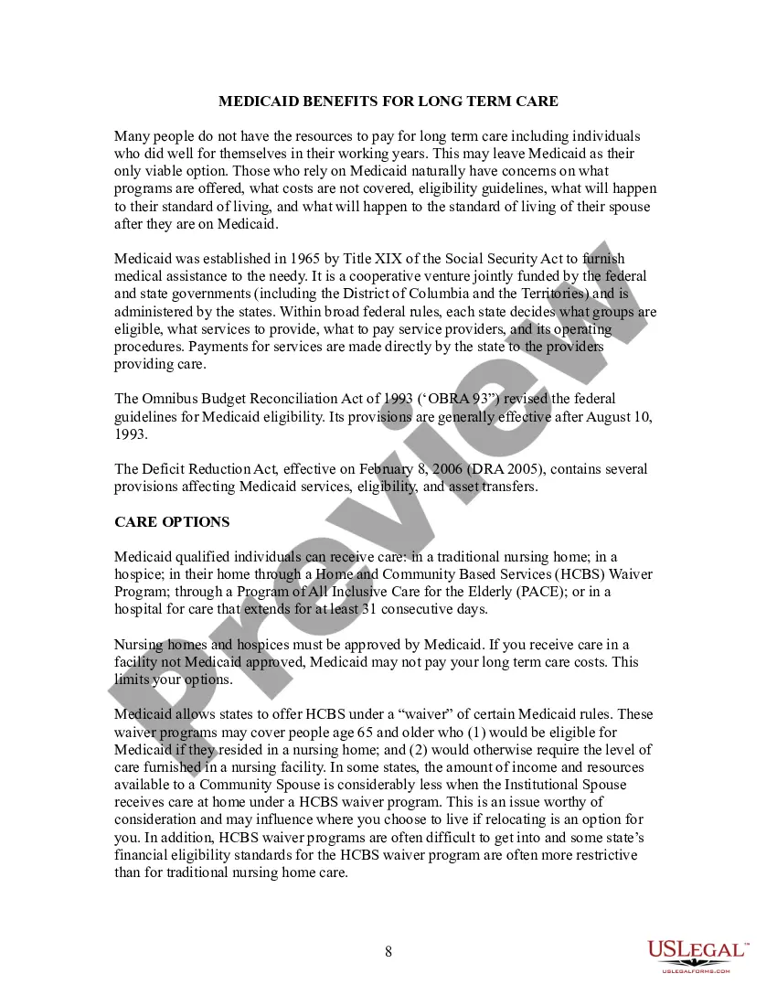 Preview Medicaid Long Term Care Handbook, Planner, and State Resource Guide