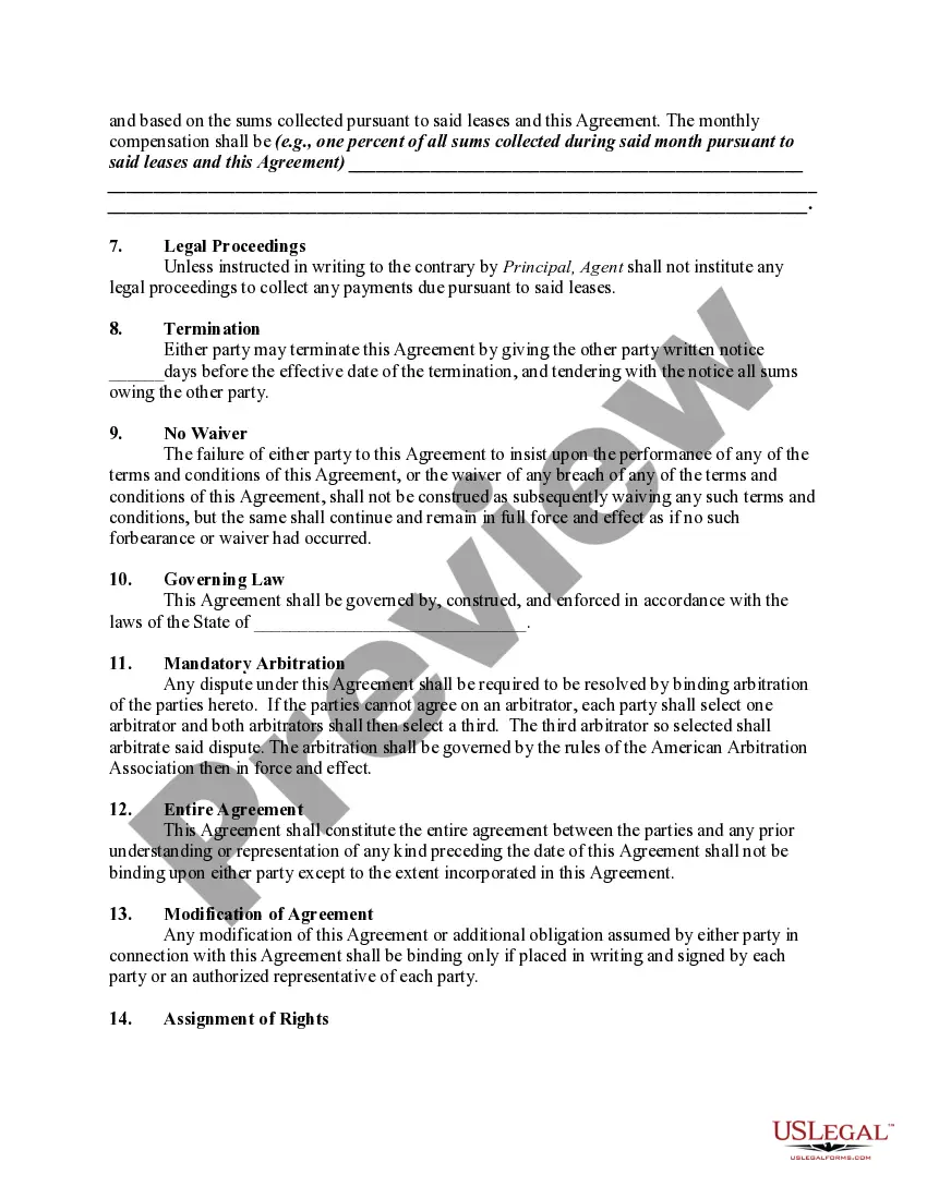 Get Agreement Appointing an Agent to Collect Payments Owed Pursuant to Leases of Real Property Preview Agreement Appointing an Agent to Collect Payments Owed Pursuant to Leases of Real Property