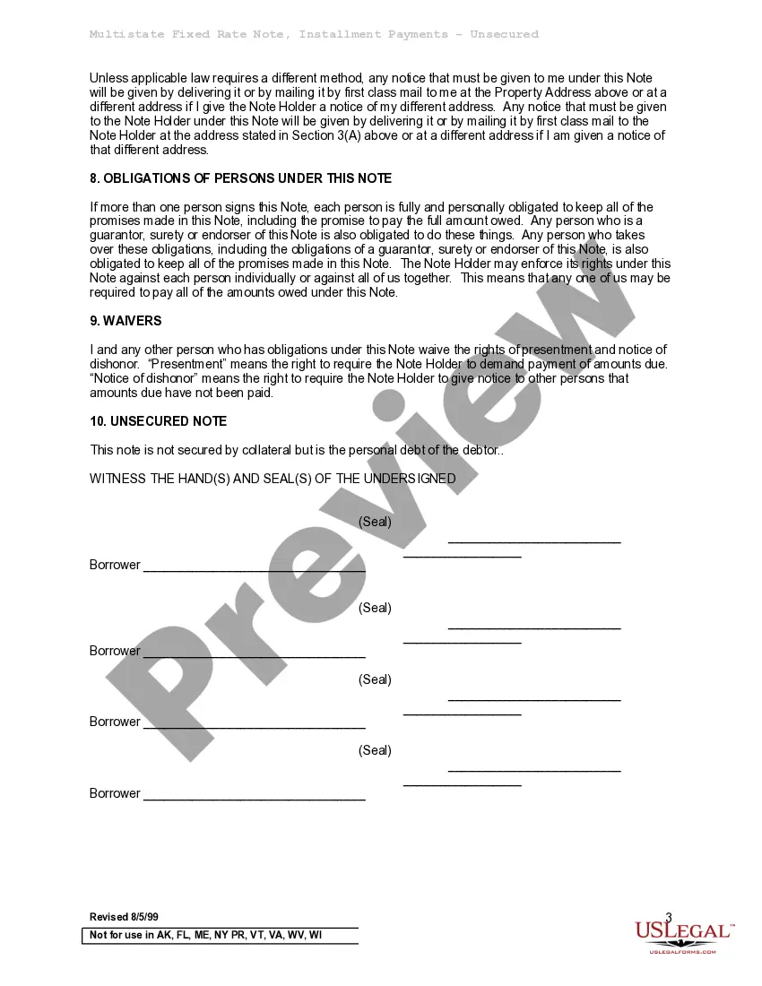 Get Multistate Promissory Note - Unsecured - Signature Loan Preview Multistate Promissory Note - Unsecured - Signature Loan